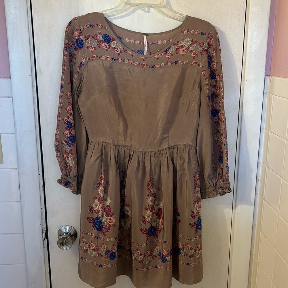 Free People Fitted Bodice Dress Partial lining Side Zip Sz 2